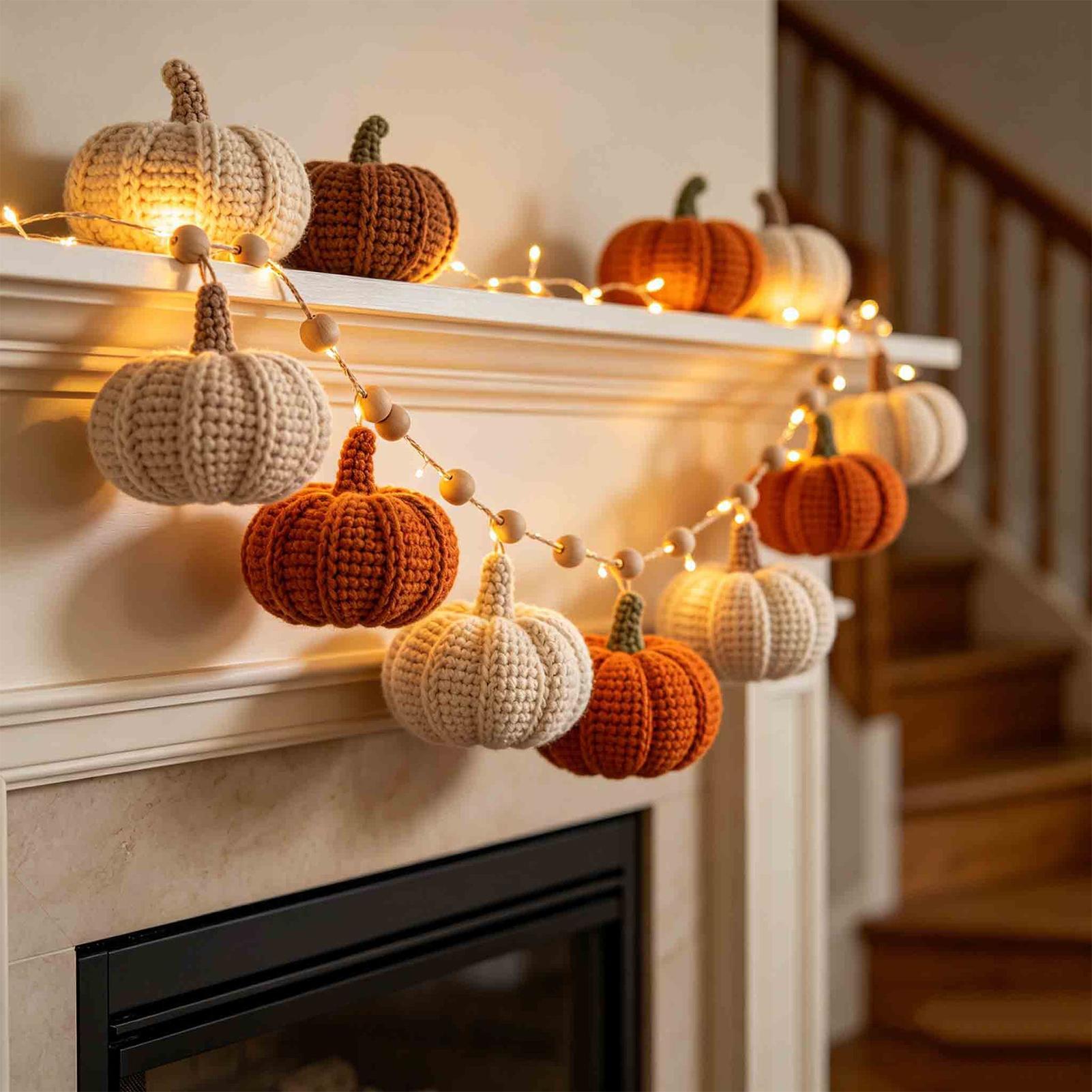 String Light Outdoor - Halloween Lights Indoor Fireplace Farmhouse Crochet