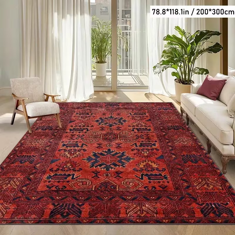 Lighting Home Decor Products - Red Geometric Pattern Area Rugs. Velour