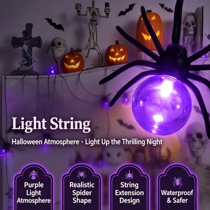 String Light Outdoor - Battery Powered Spider LED String Lights,