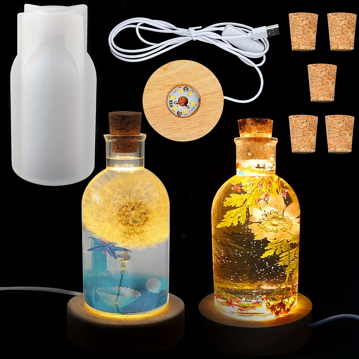 Decor Lighting Cork - Drift Bottle Light Resin Mold Set,
