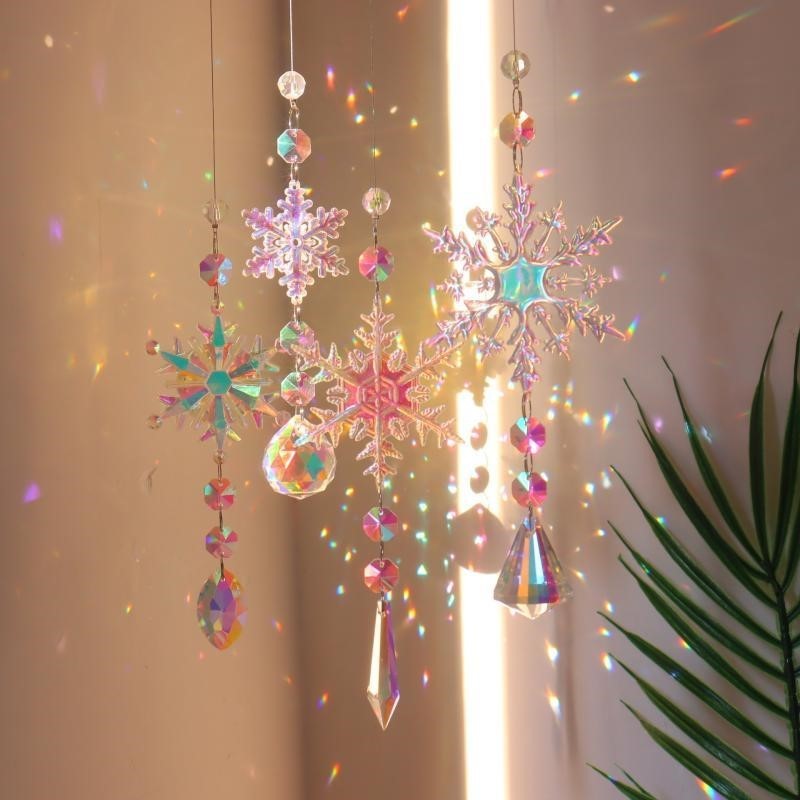Pendant Lighting Christmas Decor - Creative Christmas Colorful Snowflake Pendant Acrylic