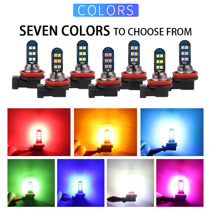Colour Changing Bulb - 2Pcs 7 Colors Green Orange H7