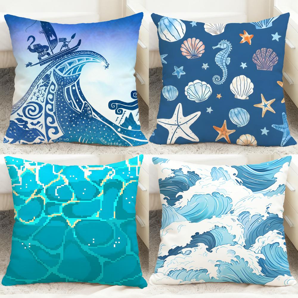 Lighting Decor And Beyond - Light blue ocean ripple Cushion Cover
