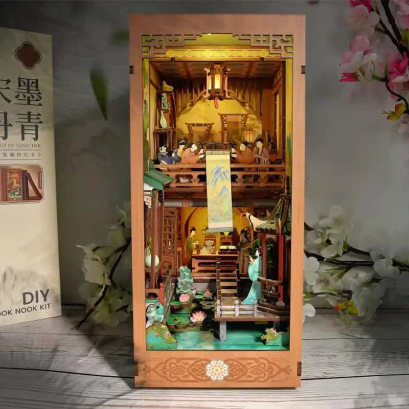 Lighting Decor House - OUZEY Wooden Book Nook Shelf Insert