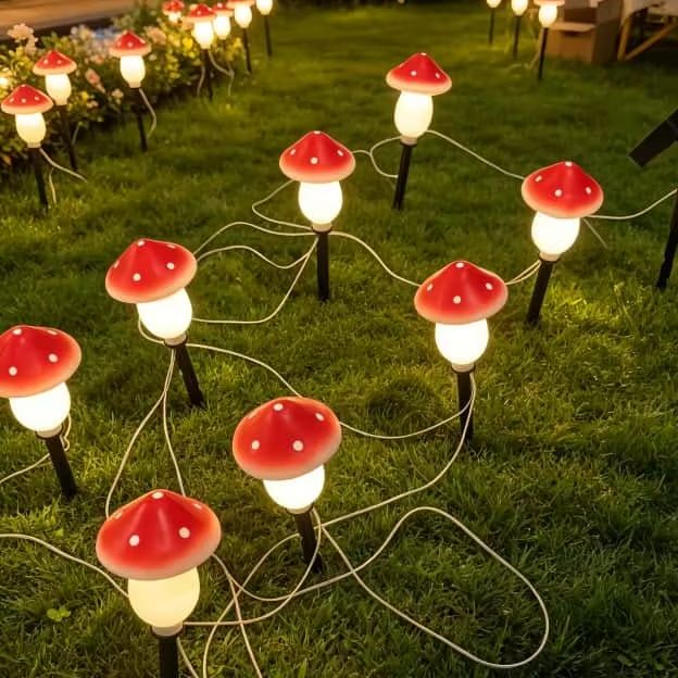 String Light Outdoor - Solar Mushroom String Lights Waterproof Outdoor