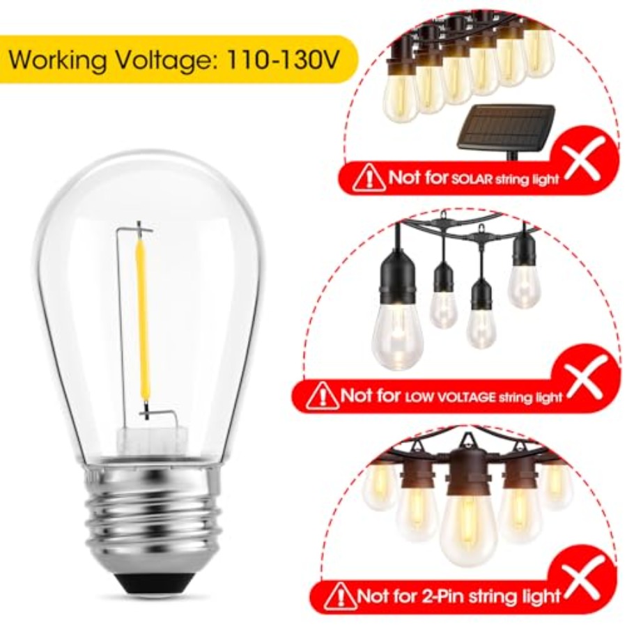 36 Pack S14 LED Bulbs for Outd - огляд і ціна String Light Outdoor
