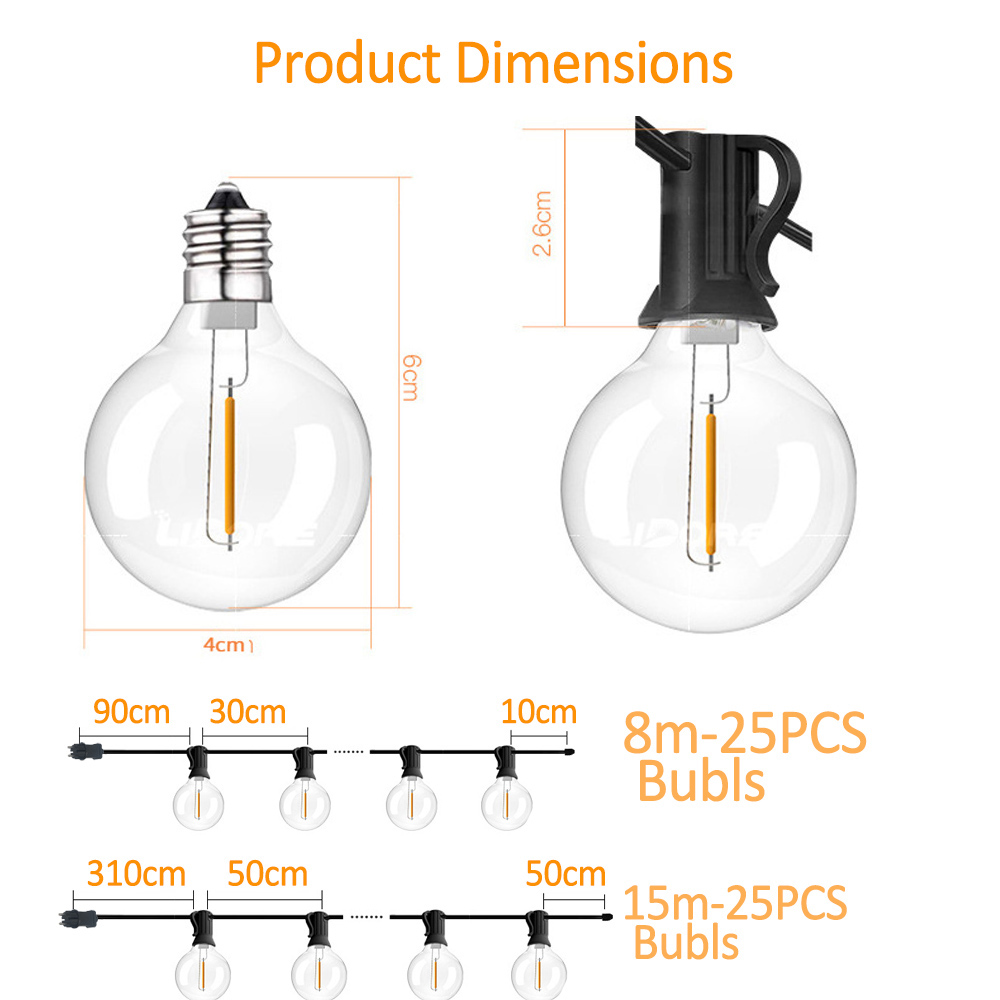 8M/15M G40 Globe String Lights - огляд і ціна String Light Outdoor