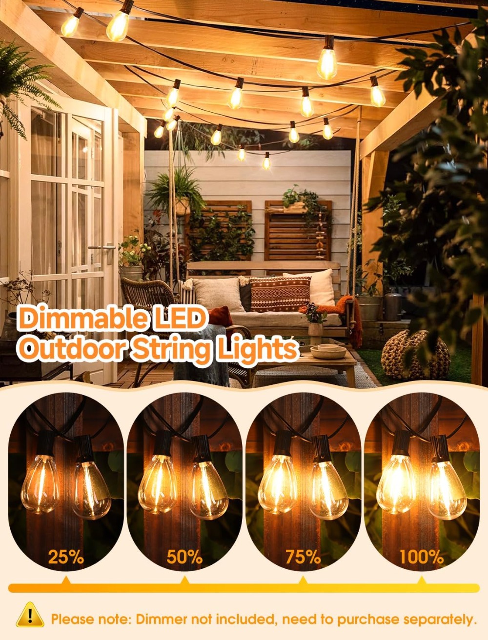 25FT LED Outdoor String Lights - огляд і ціна String Light Outdoor