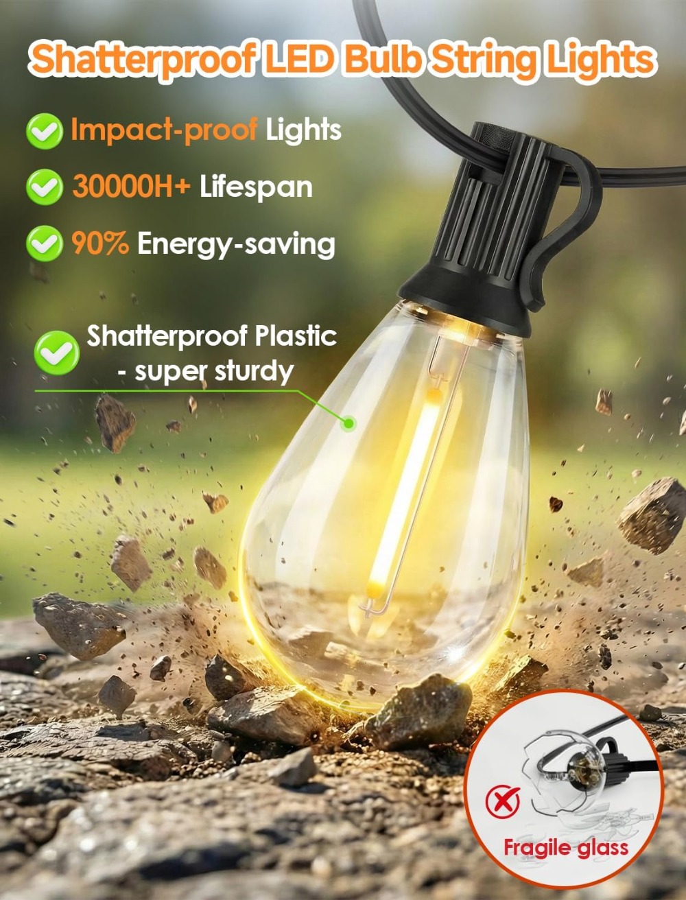 25FT LED Outdoor String Lights - огляд і ціна String Light Outdoor