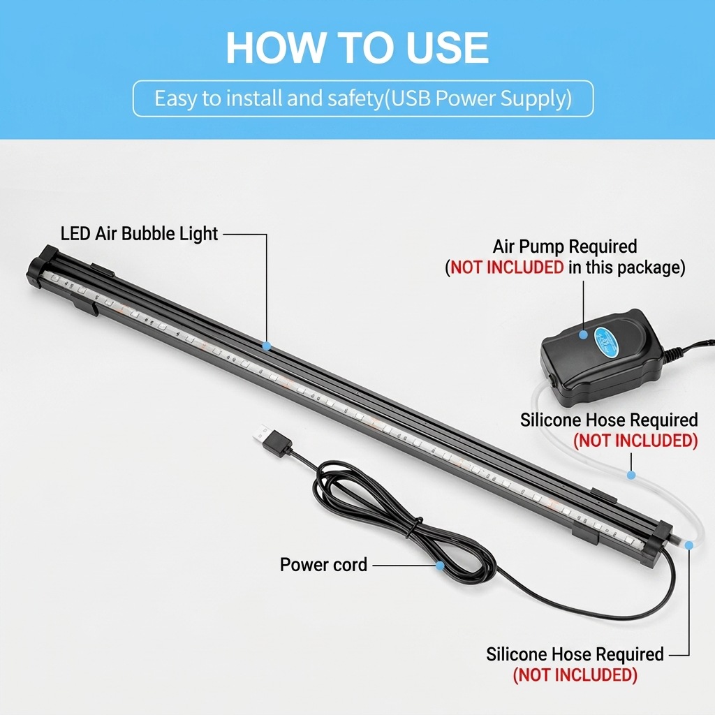 USB LED Aquarium Air Bubble Li - огляд і ціна Colour Changing Bulb